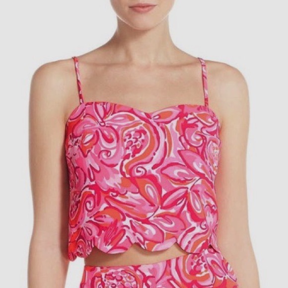 Lilly Pulitzer Ivy Crop Top in Pink Pout Mango Salsa - Picture 1 of 4